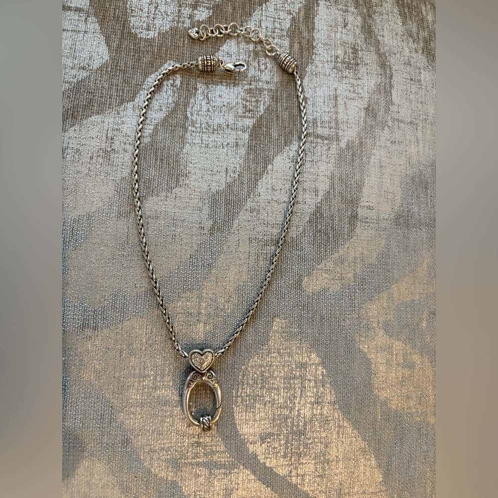 Brighton Retired Reversible Add a Charm(s) Heart Necklace. Silver Plated. 16”+2”